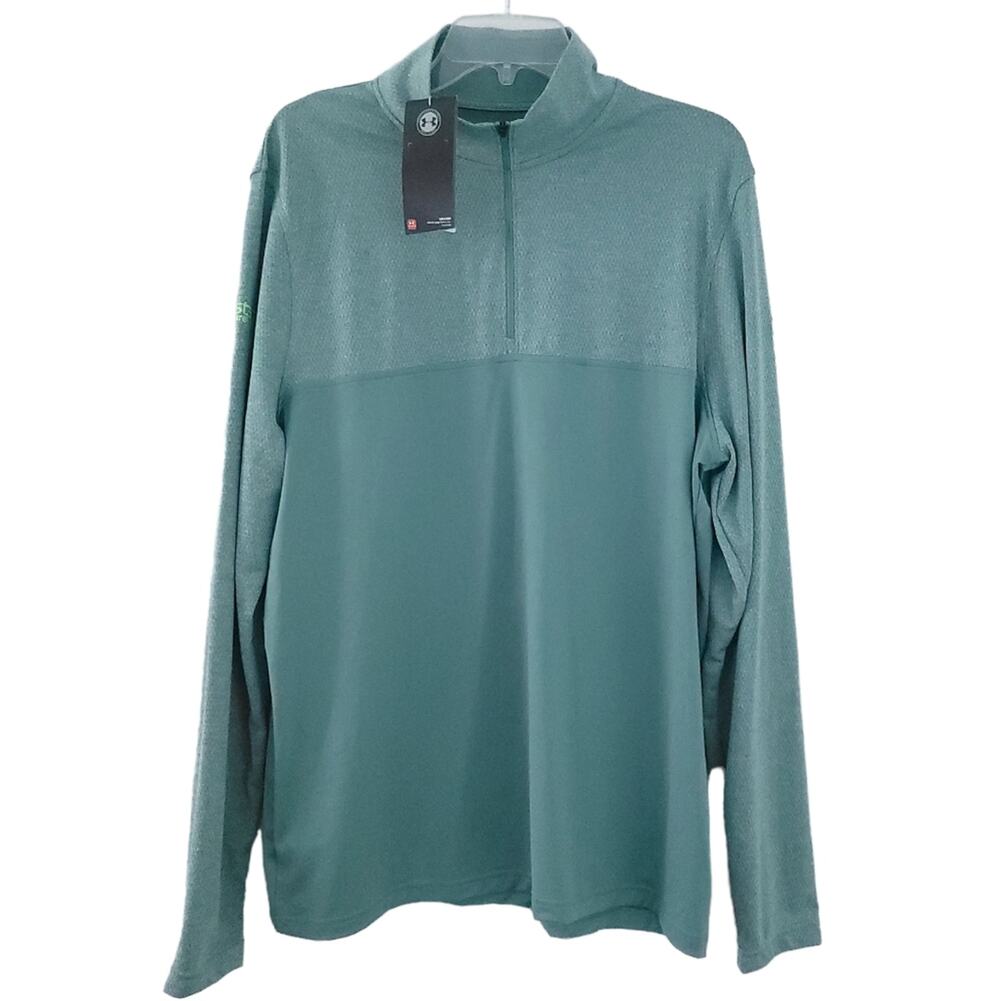 New Under Armour Pullover Large Men Loose Fit Green, Logo on Sleeve